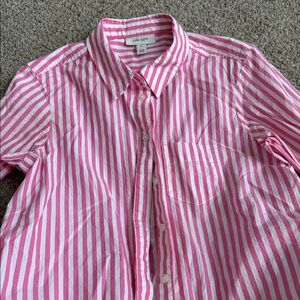 ON-SAM Pink Striped Women's Button Down Shirt